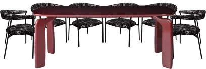 Комплект для столової на 6 осіб, стол 2 м + 6 стільців, сучасний стиль 10 місць 200 см, Marsala top and base