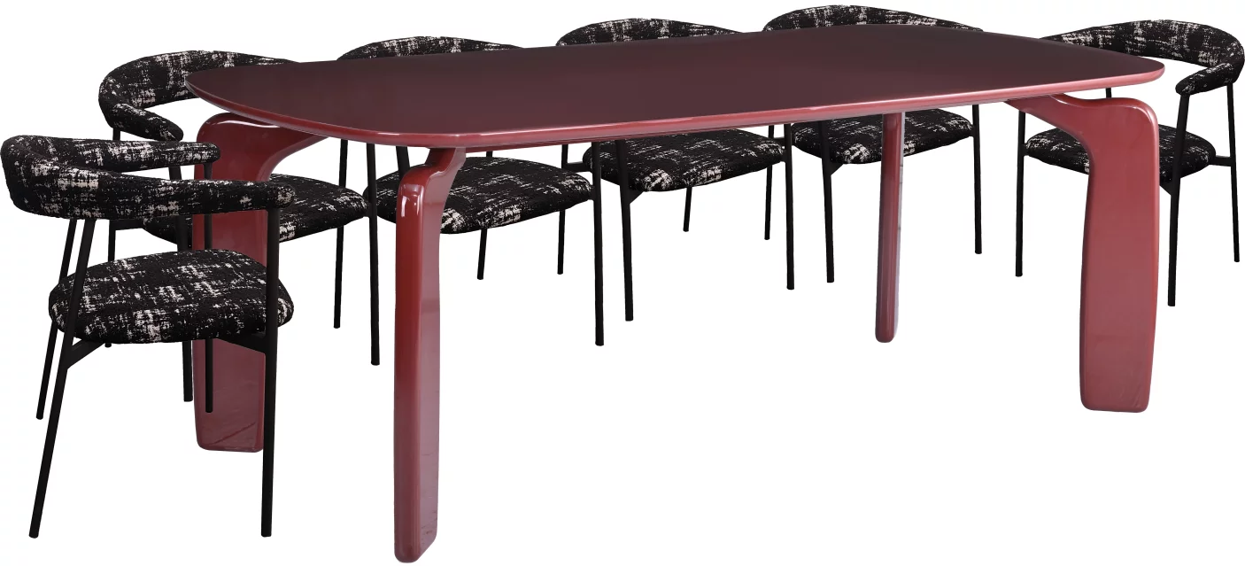 Комплект для столової на 6 осіб, стол 2 м + 6 стільців, сучасний стиль 10 місць 200 см, Marsala top and base