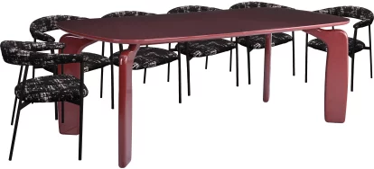 Комплект для столової на 6 осіб, стол 2 м + 6 стільців, сучасний стиль 10 місць 200 см, Marsala top and base