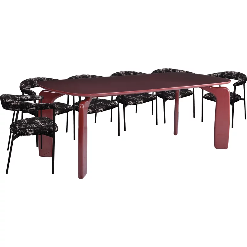Комплект для столової на 6 осіб, стол 2 м + 6 стільців, сучасний стиль 10 місць 200 см, Marsala top and base