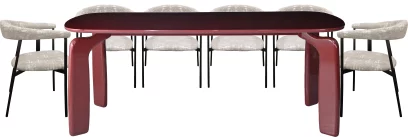 Комплект для столової на 6 осіб, стол 2 м + 6 стільців, сучасний стиль 10 місць 200 см, Marsala top and base