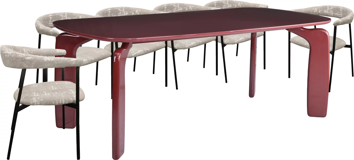 Комплект для столової на 6 осіб, стол 2 м + 6 стільців, сучасний стиль 10 місць 200 см, Marsala top and base