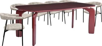 Комплект для столової на 6 осіб, стол 2 м + 6 стільців, сучасний стиль 10 місць 200 см, Marsala top and base