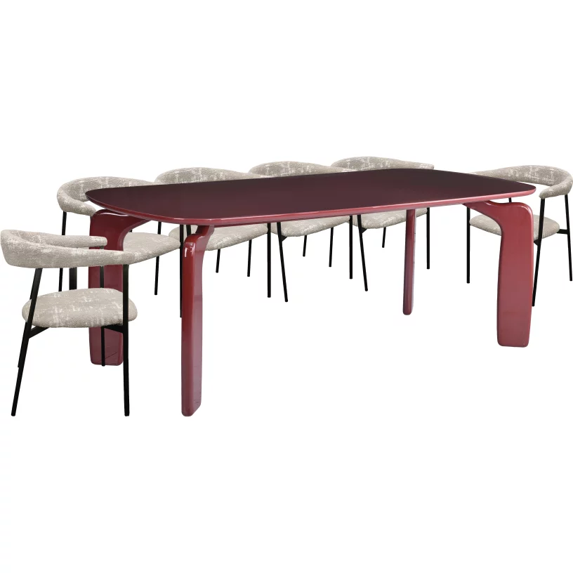 Комплект для столової на 6 осіб, стол 2 м + 6 стільців, сучасний стиль 10 місць 200 см, Marsala top and base
