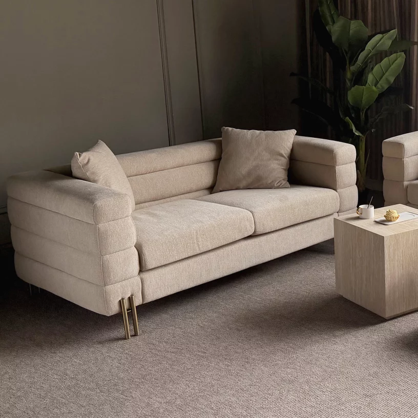 Диван 2-місний, Wheat relief gold feet