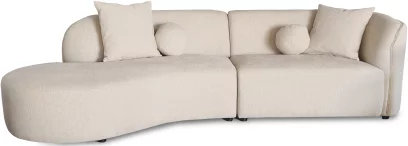 Диван кутовий 5-місний з лівим шезлонгом, Wheat relief black feet