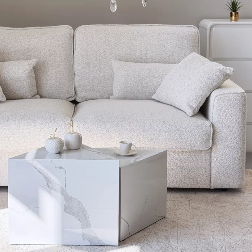 Сет кавових столиків 50/43 см, White marble enamel