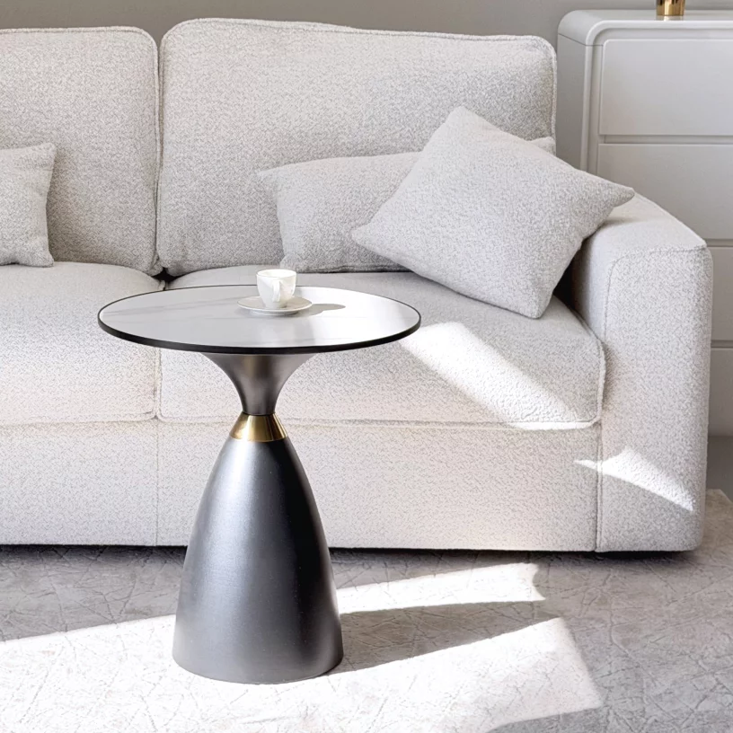 Стіл кавовий 50*50 см, Arctic ice top black base