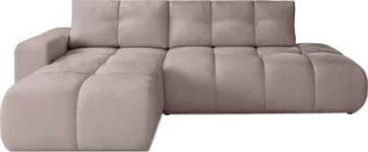 Диван кутовий 4-місний розкладний з лівим шезлонгом, Latte soft