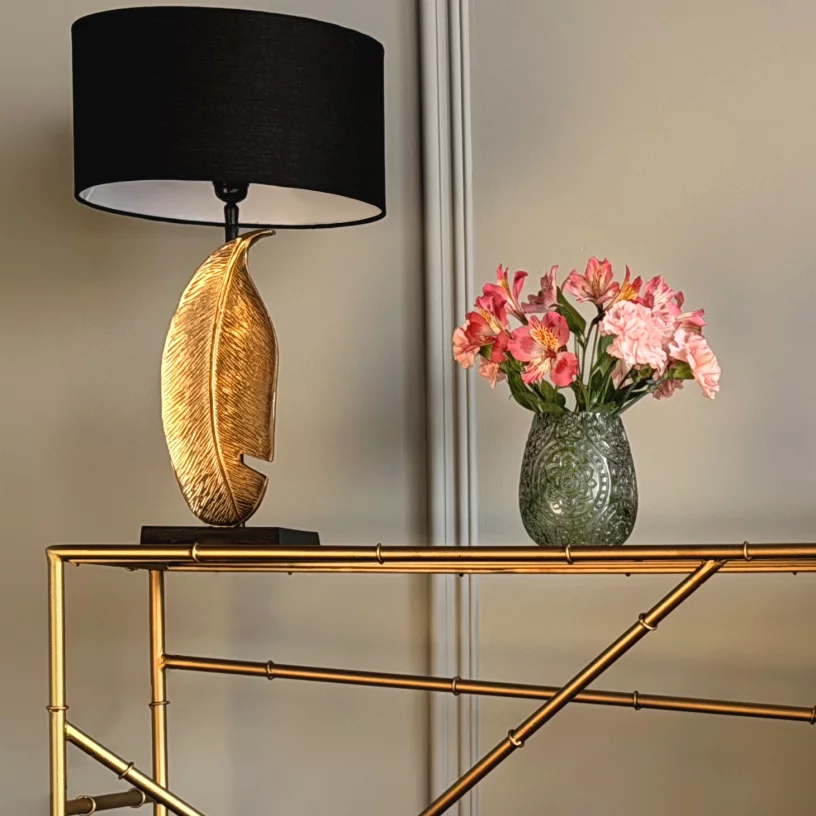 Лампа настільна , Gold finish black marble base