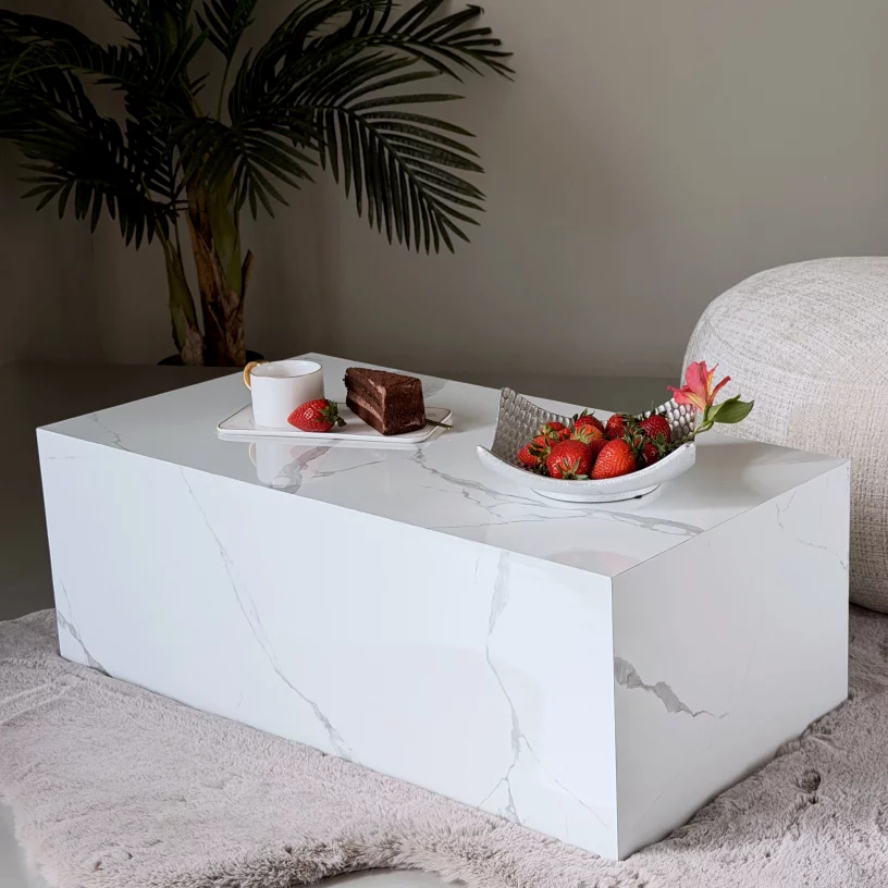Стіл кавовий 80*40 см, White marble finish