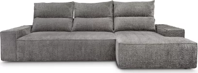 Диван кутовий 4-місний розкладний з правим шезлонгом, Pewter chenille boucle