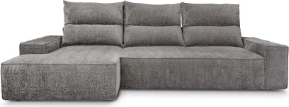 Диван кутовий 4-місний розкладний з лівим шезлонгом, Pewter chenille boucle