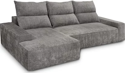 Диван кутовий 4-місний розкладний з лівим шезлонгом, Pewter chenille boucle