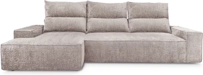 Диван кутовий 4-місний розкладний з лівим шезлонгом, Taupe chenille boucle