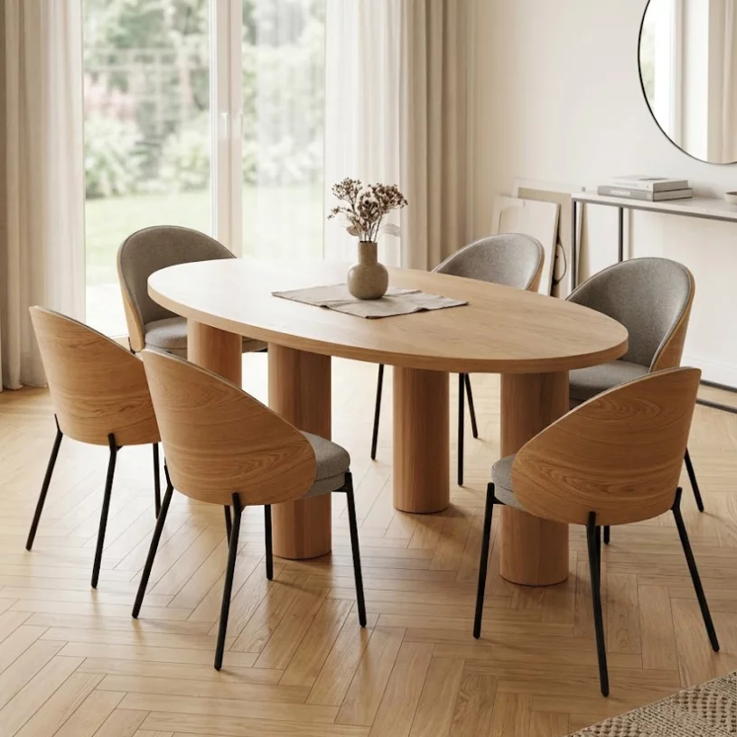 Стіл обідній дерев'яна стільниця 10 місць 220 см, Oak nature top and base