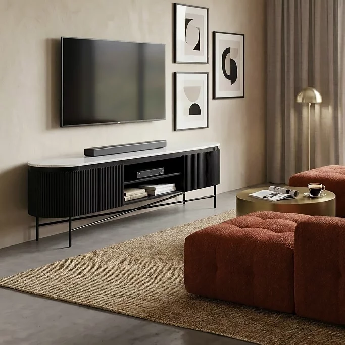Тумба tv 180 см, Lilac ice top and black wooden base