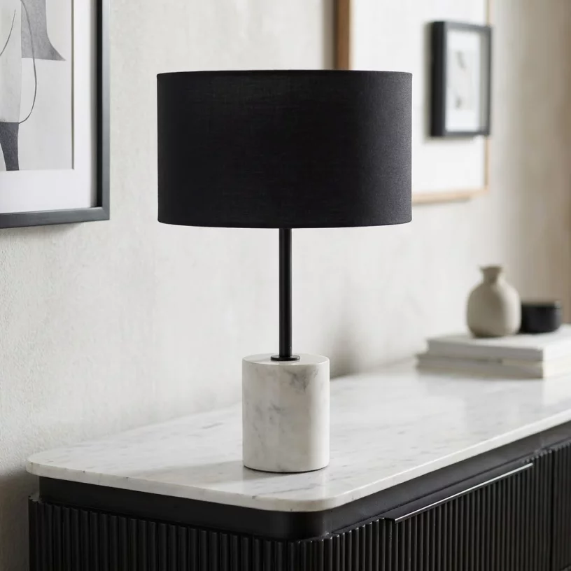 Лампа настільна , Black finish white marble