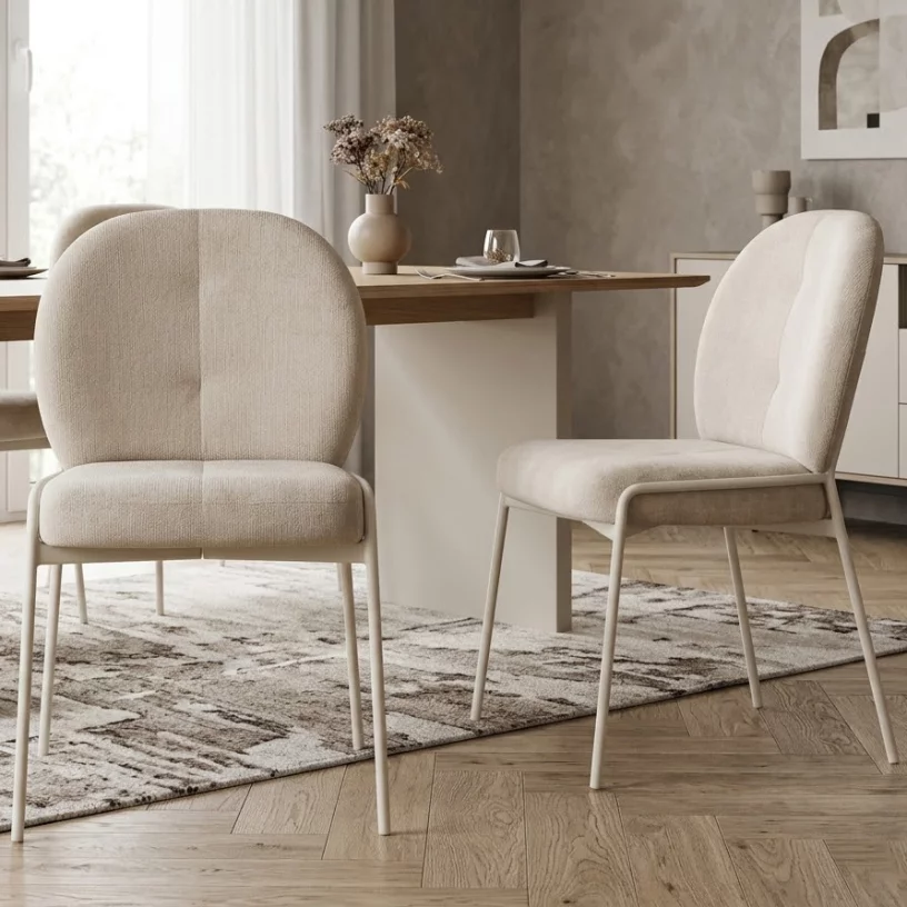 Стілець обідній , Cream silk and light grey legs