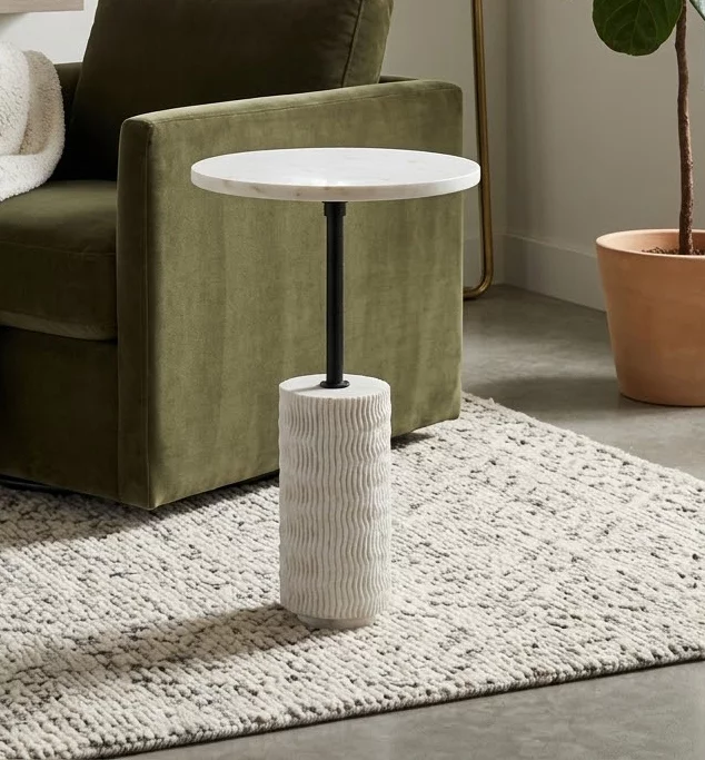 Стіл журнальний 35 см, White banswara marble