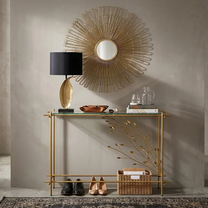 Дзеркало настінне кругле 90*90, Gold champagne
