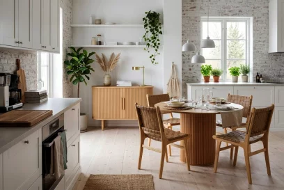 Столовий комплект на 4 особи з буфетом, Ash wood