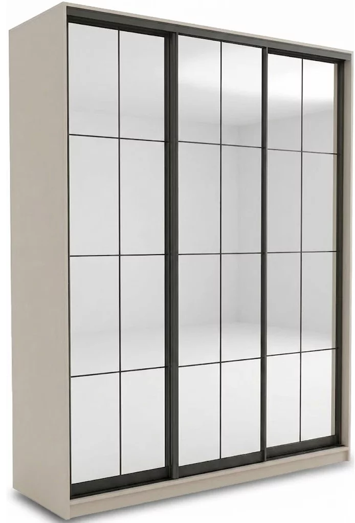 Шафа-купе із дзеркальним фасадом 200*60*220 см, Cashmere black