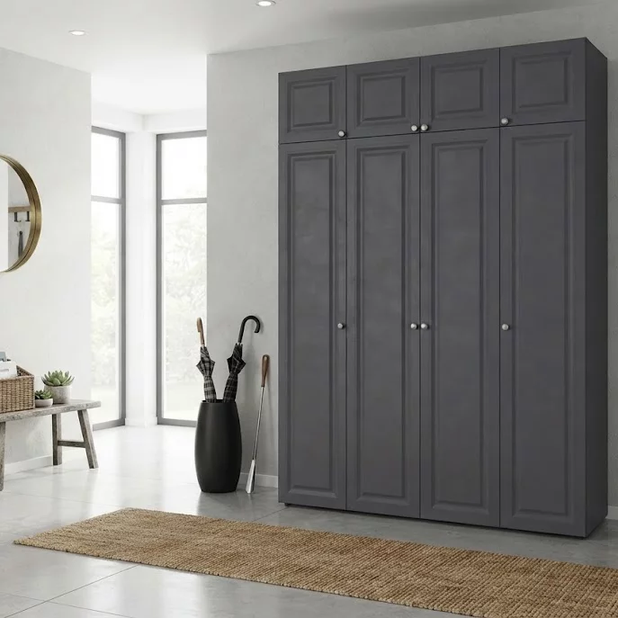Шафа розпашна 4-дверна з антресолью 200*53*243 см, Anthracite
