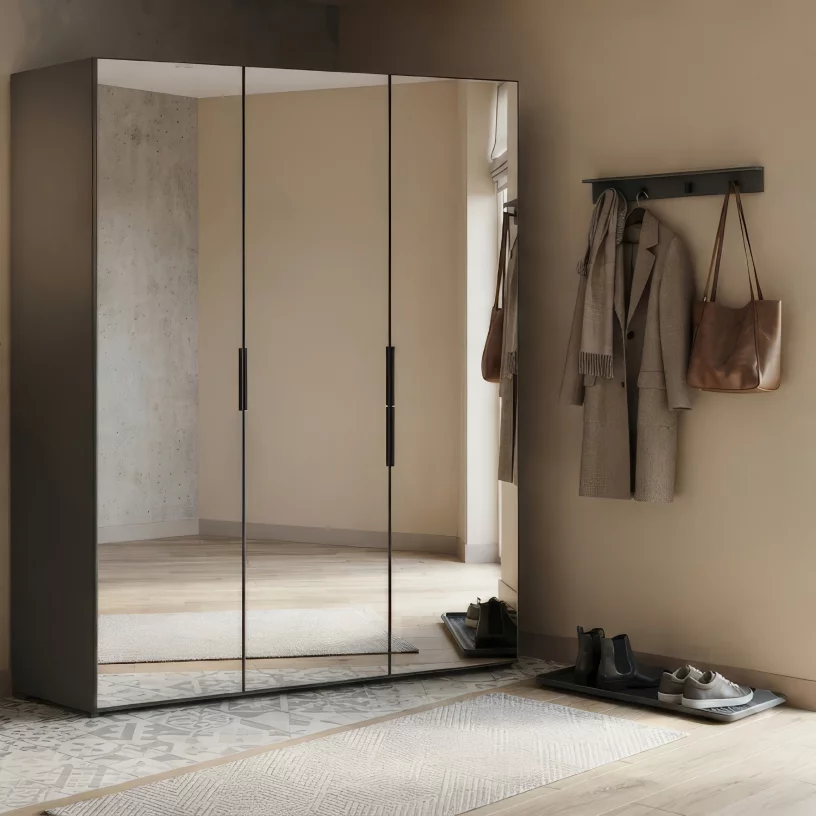 Шафа розпашна 3-дверна 150*53*203 см, Mirror anthracite