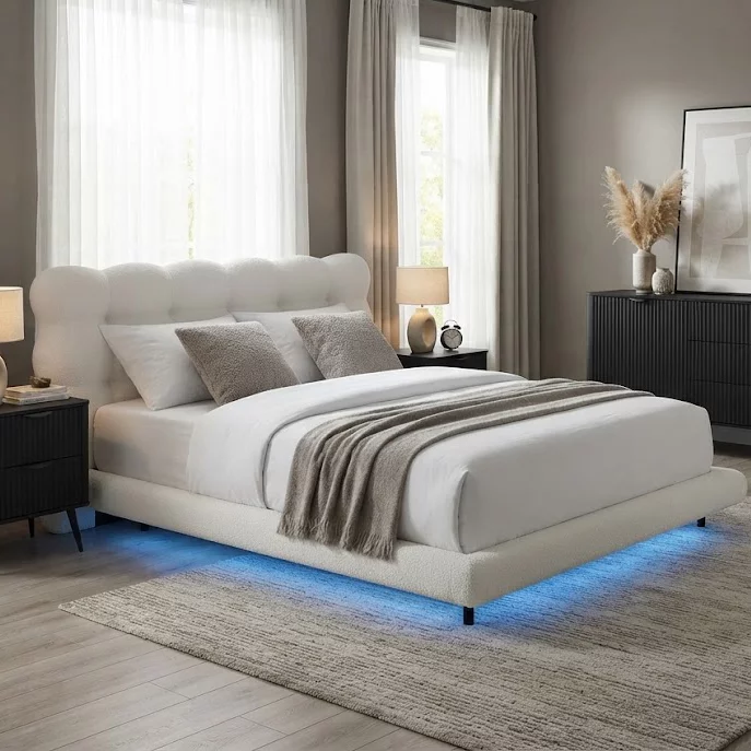 Комплект ліжко та італійській матрас 160*200 led-light, Swan feather