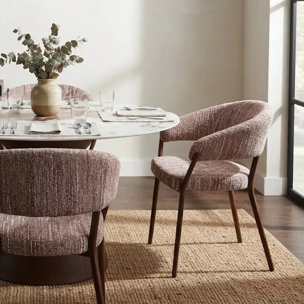 Cтілець обідній з підлокітниками , Coffee tweed walnut metal fusion